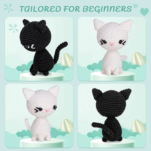 Vista 5 de Kit de ganchillo para principiantes, kit de inicio de ganchillo con tutoriales en video paso a paso, kits de animales de ganchillo para adultos