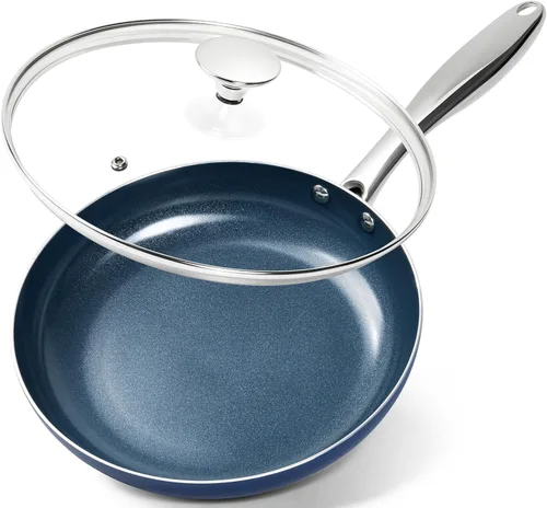 Vista 9 de MICHELANGELO - Sartén pequeña para freír - Sartén antiadherente de 8 pulgadas con tapa, sartén de tortilla no tóxica con mango de acero inoxidable