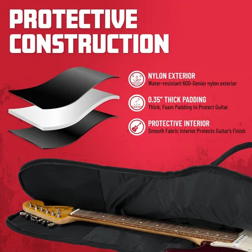 Vista 3 de Gator Cases Funda para guitarra eléctrica acolchada con espuma; Compatible con guitarras estilo Stratocaster y Telecaster de hasta 40.3" de longitud