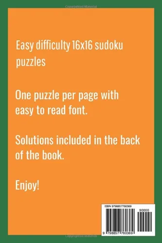 Vista 2 de Easy 16x16 Sudoku Puzzles Easy Difficulty Sudoku Puzzles