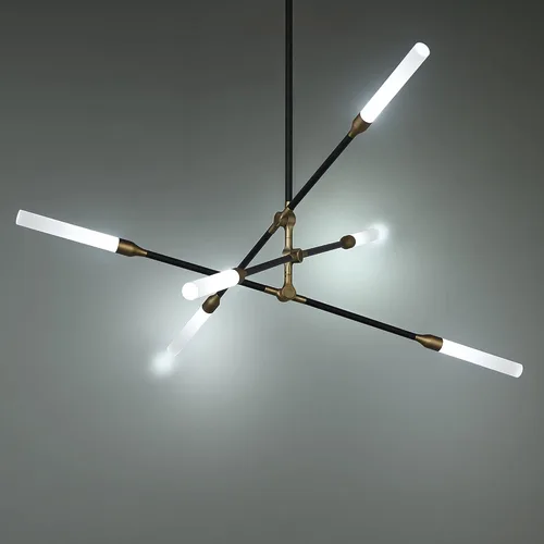 Vista 5 de WAC Lighting dweLED, Houdini 6 luces LED colgante 3000K en negro y latón envejecido