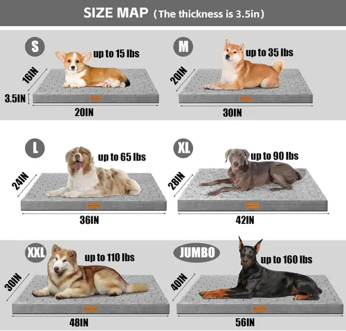 Vista 24 de Patas Lague Cama ortopédica para perro tamaño mediano 76cmX51cm, cama impermeable de espuma de celdilla de huevo suave y cálida para mascotas