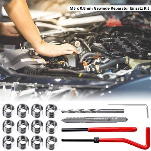 Vista 6 de Fixinus Kit de 30 piezas de inserción de reparación de roscas M5 x 0.031 in, kit de reparación de roscas de acero inoxidable, kit de reparación