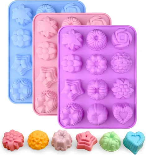 Vista 14 de Sakolla 3 moldes redondos para galletas de chocolate, moldes de silicona cilíndricas de 12 cavidades para Oreos cubiertos de chocolate, pasteles