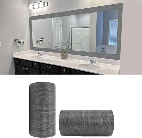 Vista 7 de YESUS Marco de papel tapiz 3D de grano de madera gris oscuro, extraíble, PVC, impermeable, para despegar y pegar, para decoración de pared