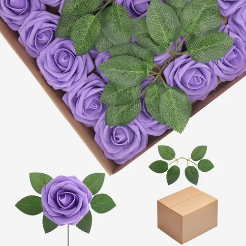 Vista 42 de Flores artificiales, rosas falsas de espuma de aspecto real, combo de flores artificiales de boda para ramos de boda, centros de mesa, arreglos