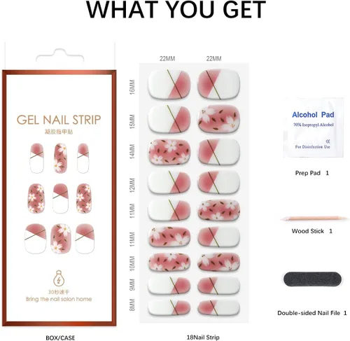 Vista 27 de Tiras de uñas de gel semicuradas, calcomanías francesas que funcionan con cualquier lámpara de uñas, envolturas de gel, calidad de salón, de larga