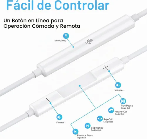 Vista 4 de Auriculares USB C con cable para iPhone 17/16, auriculares tipo C con micrófono y auriculares con cancelación de ruido remota para iPhone 16/15 Pro