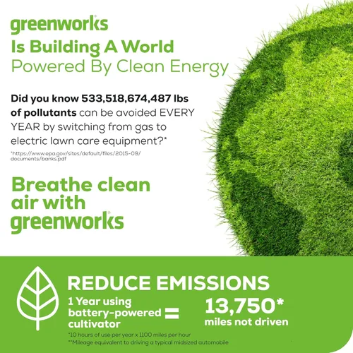 Vista 10 de Greenworks Cultivador inalámbrico de 60 V y 8 pulgadas + batería y cargador de 4.0 Ah