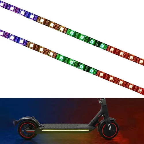 Luces LED para scooter, 2 piezas de tira de luz eléctrica para patineta, funciona con pilas, luces LED coloridas para scooter, luces de scooter