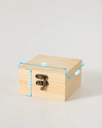 Vista 3 de Caja pequeña de madera de 12 piezas, caja del tesoro de madera sin terminar con tapas para manualidades (4.1 x 4.1 x 2.4 pulgadas)