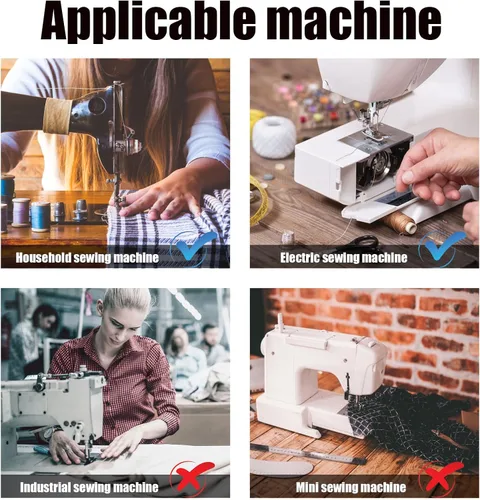 Vista 5 de 7 piezas de prensatelas de dobladillo enrollado, kit de pie de dobladillo para coser prensatelas enrolladas para máquina de coser multifuncional