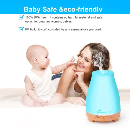 Vista 3 de Diffuserlove Difusores de aceite esencial de 6.8 fl oz, difusor de control remoto, humidificadores de niebla sin BPA, difusor de aromaterapia