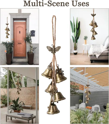 Vista 4 de 2 Piezas Campanas de Bruja para Pomo de Puerta para Protección Campanas de Latón Colgantes Suministros de Brujería Wicca Corona Campanas de Bruja