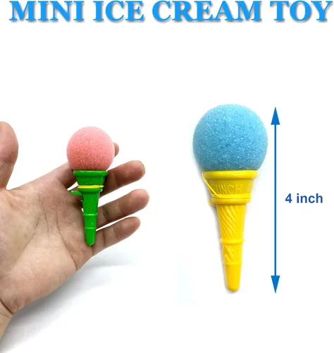 Vista 2 de Meirrnyyu 24 lanzadores de bolas de espuma de helado de 4 pulgadas, mini juguetes de disparo de cono de helado para niños, premio de carnaval