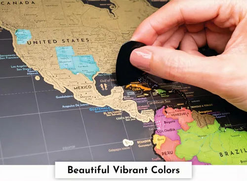 Vista 6 de Dos mapas para rascar: mapa del mundo de 17 x 24 pulgadas + mapa de Estados Unidos - Pósteres de viaje de lujo - Países coloridos, Estados de EE.UU.