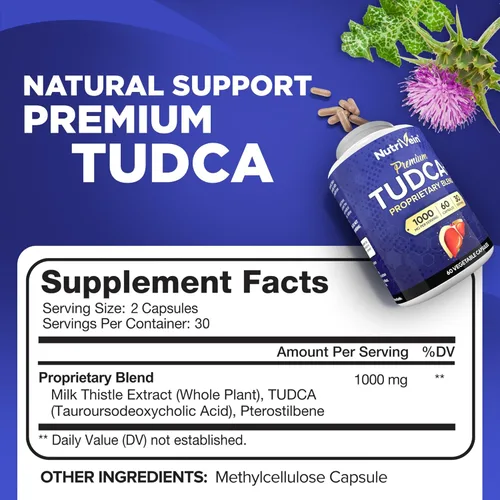 Vista 5 de Nutrivein Paquete premium de suplementos TUDCA, berberina y Ashwagandha: complejo de berberina de alta absorción, extracto de raíz de ashwagandha