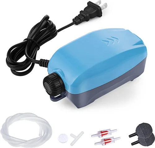 Vista 8 de HITOP 3W 80GPH Adjustable Aquarium Air Pump, Upgrade Quiet Oxygen Pump, Powerful Air Aerator for Fish Tank up to 120 Gallon
