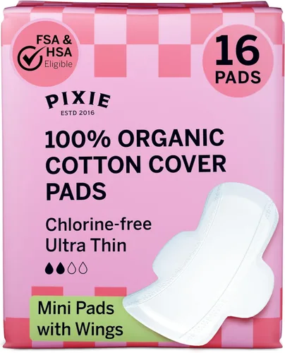Vista 17 de Pixie - Almohadillas ultrafinas de algodón orgánico con alas para mujer, a prueba de fugas y absorben la humedad para el cuidado femenino