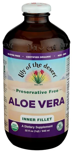 Lily Of The Desert Jugo de Aloe Vera - Bebida de Aloe Vera de Filete Interior, Jugo de Aloe Orgánico con Vitaminas Naturales, Enzimas Digestivas