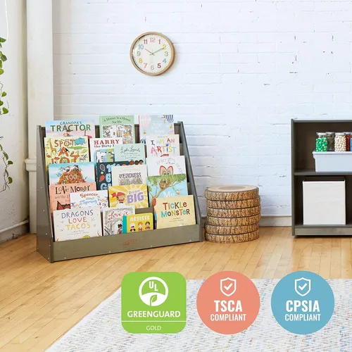 Vista 6 de ECR4Kids Expositor de libros de una sola cara, estantería para aula, color gris lavado