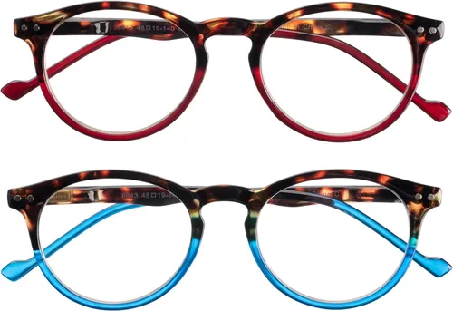 Vista 4 de Yogo Vision Bifocal Reading Glasses 2 Pack Plastic Keyhole Spring Hinge Frames Bifocal Readers for Men and Women