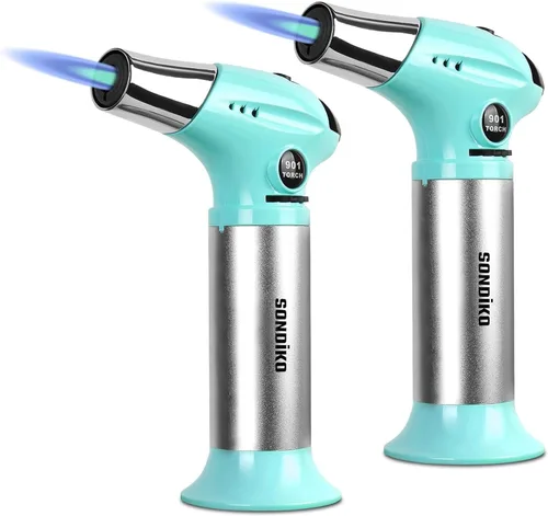 Sondiko Antorcha para Crème Brûlée, Antorcha Encendedor de Butano Recargable con Llama Ajustable para Bricolaje, Crème Brûlée, Parrillada y