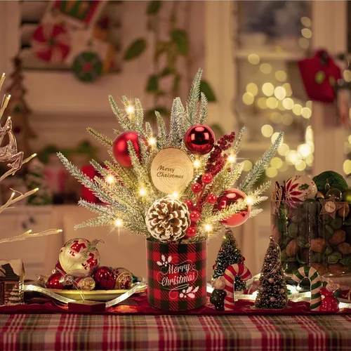 Vista 3 de GTIDEA 1 Pcs Christmas Centerpieces Mini Tree with LED Lights for Tables