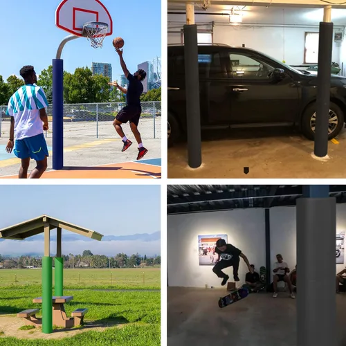 Vista 7 de PROGOAL Almohadilla redonda universal para bastones de baloncesto de 3 a 4 pulgadas, duradera, resistente a la intemperie, impermeable