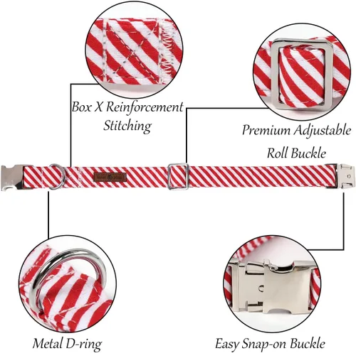 Vista 3 de Lionet Paws Collar Navideño para Perro con Pajarita Duradero Ajustable Hecho a Mano Cómodo Collar de Perro con Pajarita Collar para Gato con Hebilla