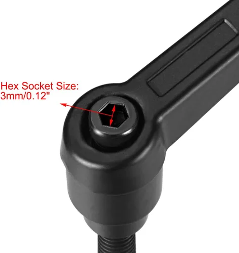 Vista 4 de uxcell Mango M6 x 1.575 in Palanca de sujeción ajustable Rosca Botón de trinquete macho roscado Perillas de tornillo de liberación rápida Pernos