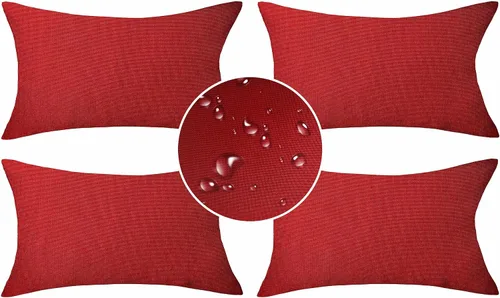 Vista 20 de Demetex Fundas de almohada de exterior de 16 x 16 pulgadas, impermeables, fundas de almohada decorativas de lino para sala de estar, balcón, jardín