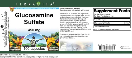 Vista 4 de Terravita Sulfato de Glucosamina - 450 mg (100 Cápsulas, ZIN: 511795)