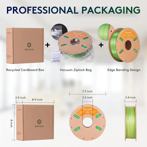 Vista 62 de ERYONE Filamento de ácido poliláctico (PLA) de seda para impresora 3D, de 1.75 mm +/- 0.03 mm, carrete de 1 kg (2.2 libras), verde esmeralda seda