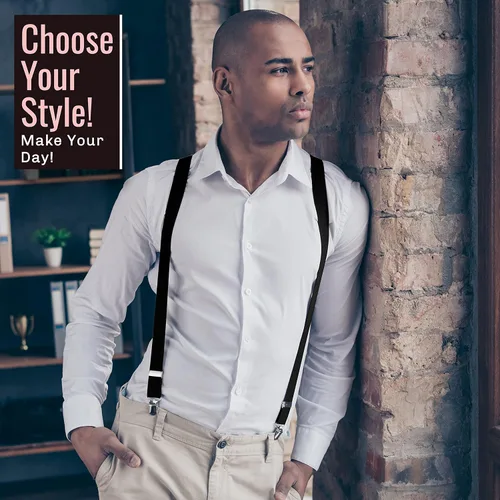 Vista 4 de Dibi Tirantes para hombres y mujeres, unisex, ajustables, en forma de X, para hombre y mujer, clips resistentes, accesorios de disfraz