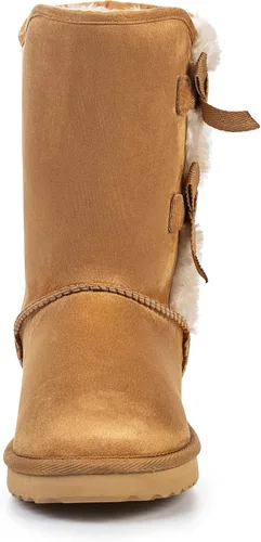 Vista 2 de KRABOR Womens Suede Snow Boots Mid-Calf Winter Shoes with Side Bows