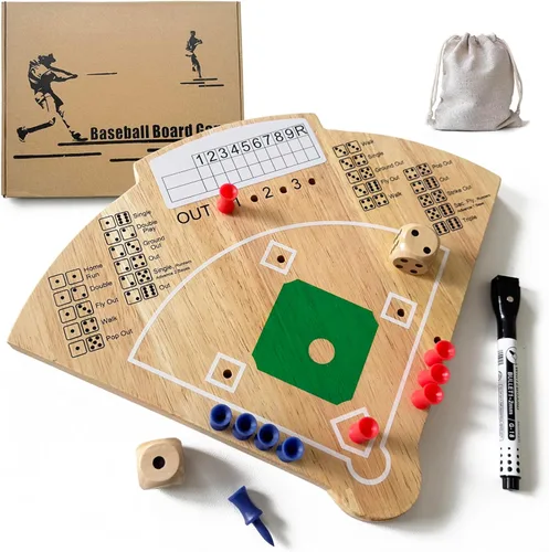 Vista 3 de Baseball Board Game, Oak Made Leisure Game for Sport Battle Table Game for Family Party Holiday