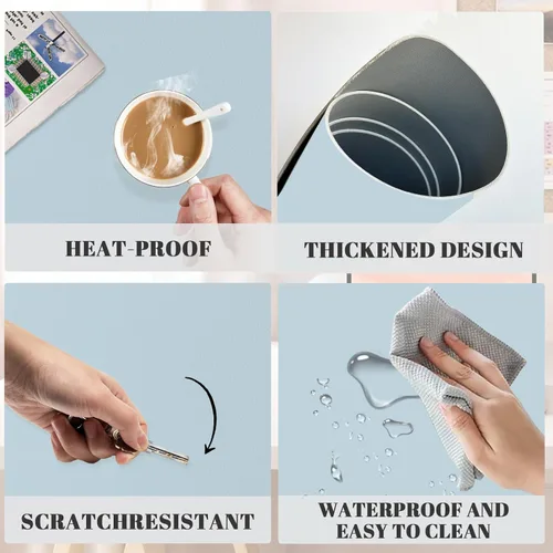 Vista 3 de Tapete de escritorio de borrado en seco, almohadilla de escritorio impermeable, pizarra blanca borrable para hacer planes, protector de escritorio