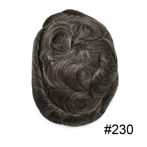 Vista 199 de Toupee - Sistemas de reemplazo de cabello para hombre, encaje frontal suizo, nudo blanqueado, pieza de cabello humano natural