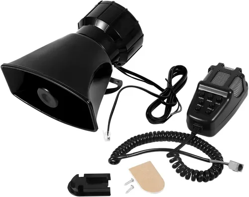 Estink Cuerno de sirena de coche megáfono sistema PA 12 V 120 dB 7 tonos alarma electrónica de advertencia con micrófono sistema de altavoces PA