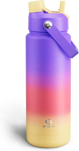 Vista 46 de Botella de agua aislada para niños con popote, botella de agua de acero inoxidable de 12 onzas con boquilla doble, a prueba de fugas, sin BPA, al