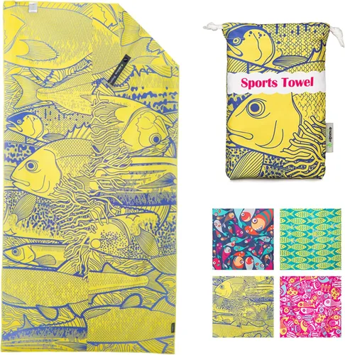 Vista 187 de 4Monster Toalla de playa de microfibra de secado rápido, toalla de viaje ligera súper absorbente para nadadores, toalla de camping sin arena