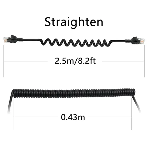Vista 7 de RIIEYOCA Cable Ethernet Cat5e en espiral – Cable de red LAN RJ45 retráctil para laptops, escritorio, routers, decodificadores – estirable hasta 8.2
