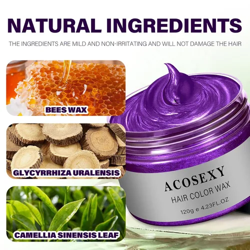 Vista 2 de Cera temporal para teñido del cabello, spray de color para el cabello, cera natural para el color del cabello, tinte temporal para el cabello