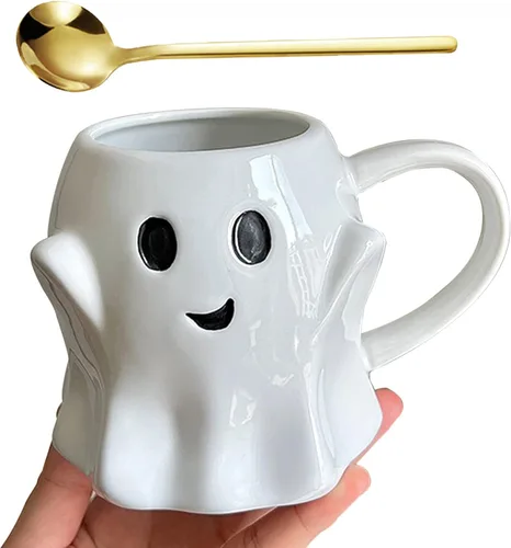 Taza de fantasma, taza de café fantasma de cerámica, taza de fantasma de Halloween, 14 onzas líquidas