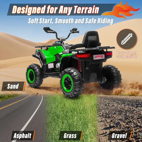 Vista 6 de 24V 4WD Ride on Car, Kids ATV 4 Wheeler with Remote Control, 4x200W Motor, Spring Suspension, Beverage Port, 5.5Mph Max, Battery Powered Ride on B