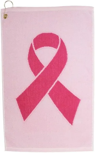 JP Lann Pink Ribbon - Toalla de golf para concientización sobre el cáncer (rosa/blanco)