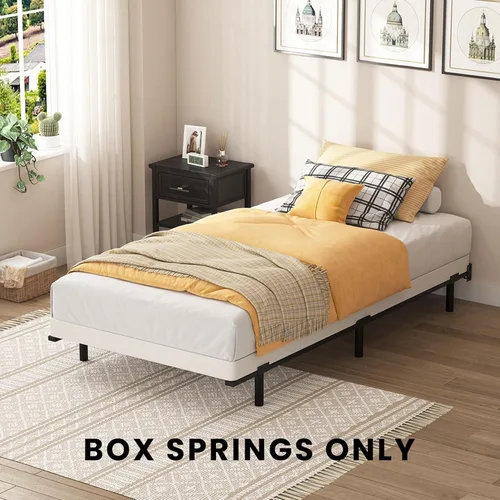 Vista 9 de SHOANED Resortes de caja de tamaño individual de 3 pulgadas - Base de colchón de perfil bajo sin ruido, base de cama de metal resistente con funda