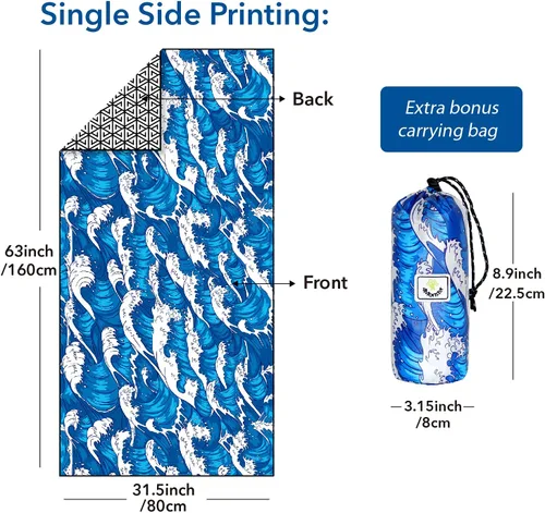 Vista 177 de 4Monster Toalla de playa de microfibra de secado rápido, toalla de viaje ligera súper absorbente para nadadores, toalla de camping sin arena