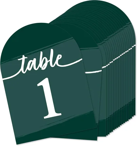 Vista 11 de Big Dot of Happiness Tarjetas de números de mesa verde salvia, tarjetas de doble cara de 5 x 7 pulgadas, tarjetas de recepción de boda, fiesta